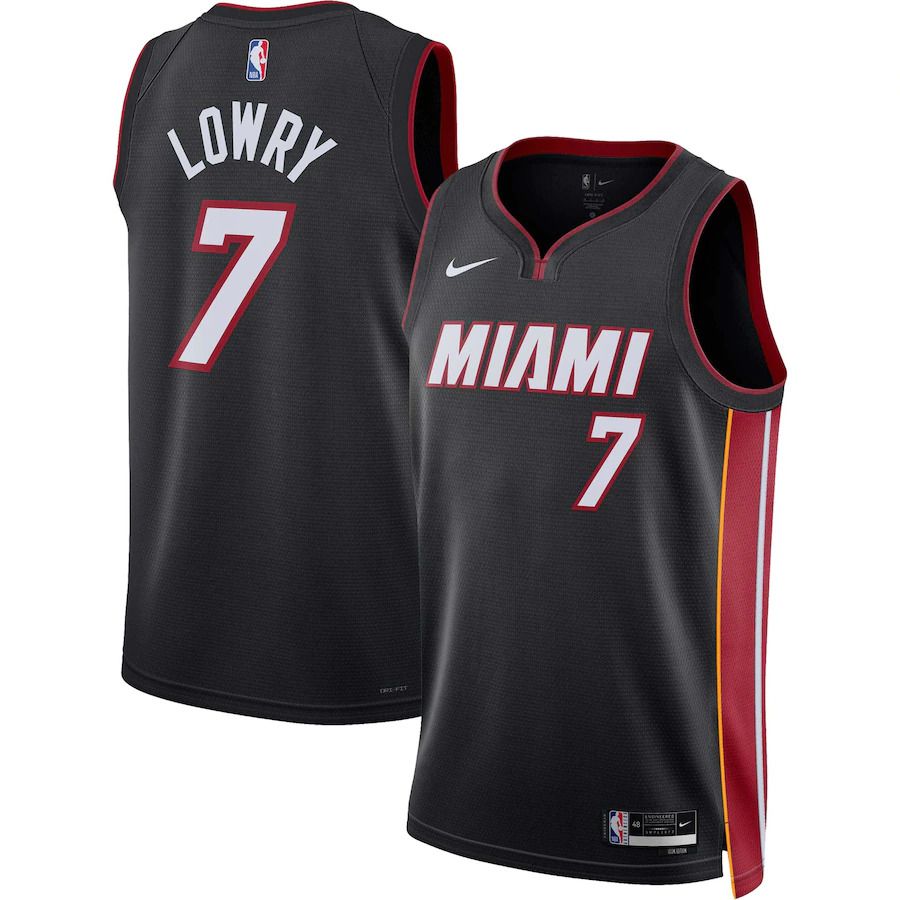 Men Miami Heat #7 Kyle Lowry Nike Black Icon Edition 2022-23 Swingman NBA Jersey->customized nba jersey->Custom Jersey